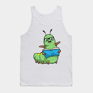 Caterpillar as Nerd with Book & Glasses Tank Top